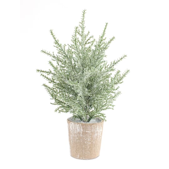 6 ct 12" Unlit Icy Pine Artificial Potted Christmas Tree Set By Melrose in Green/Brown | Michaels®